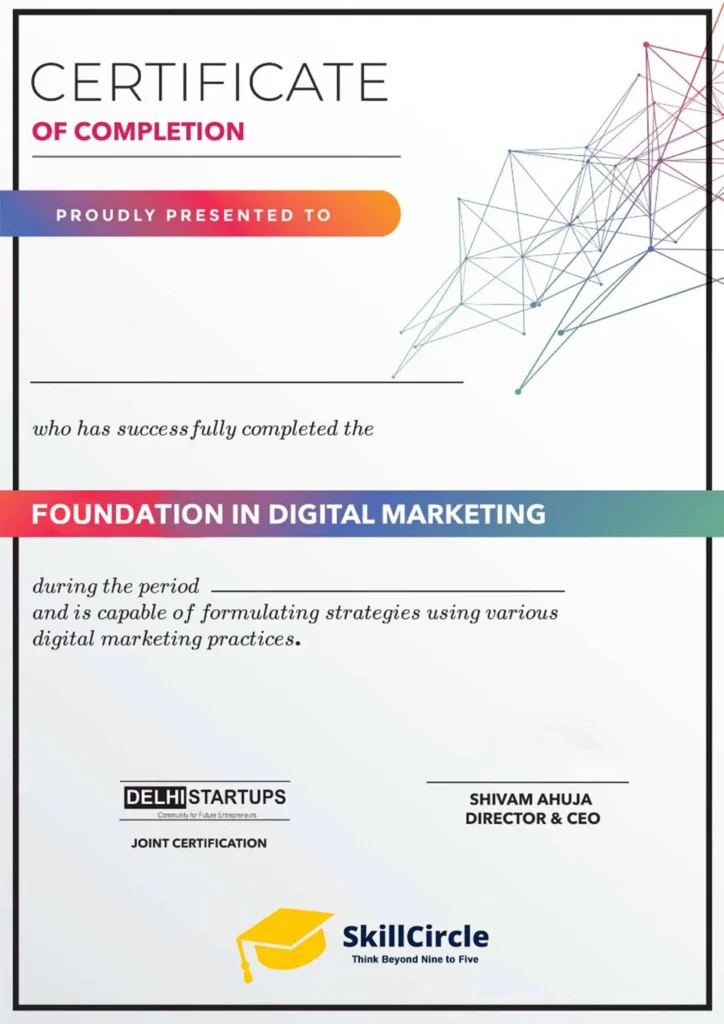 founcation course in digital marketing certificate image